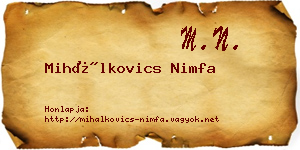 Mihálkovics Nimfa névjegykártya
